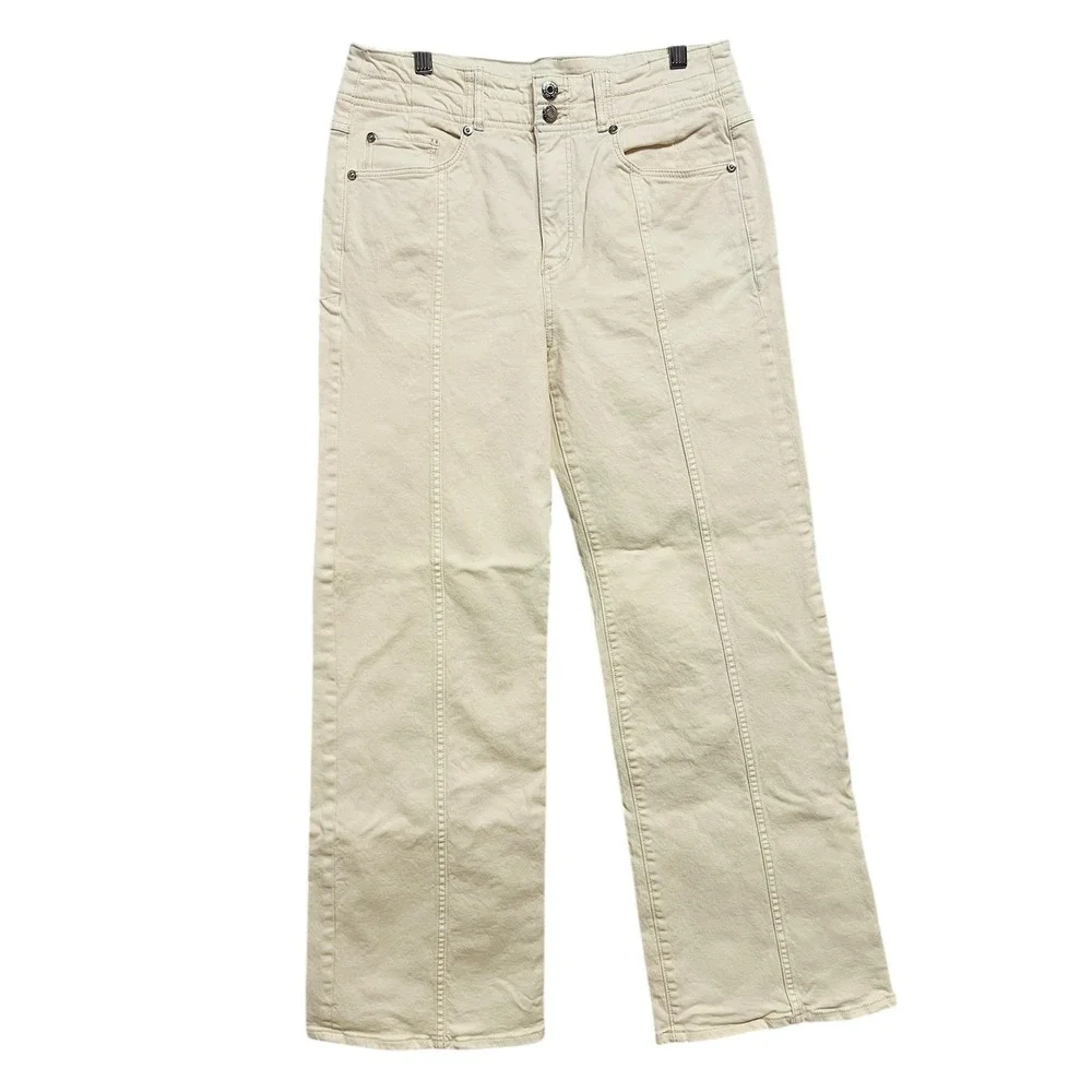 LOFT The Wide Leg Jeans Womens 4 Cream Ecru Wide Leg Stretch Utility Denim Pants